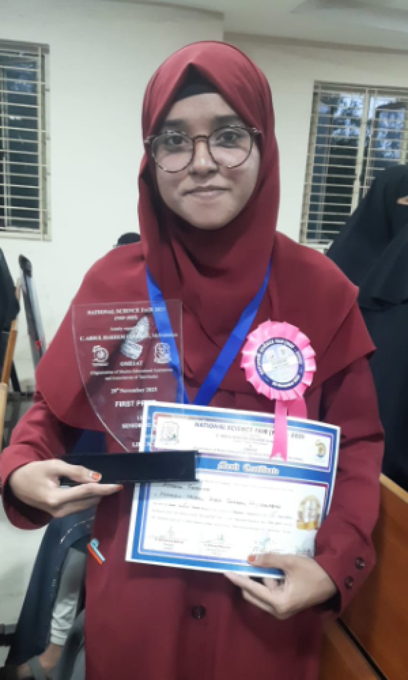 MANUU Model School student bags first prize in National Science Fair decoding=