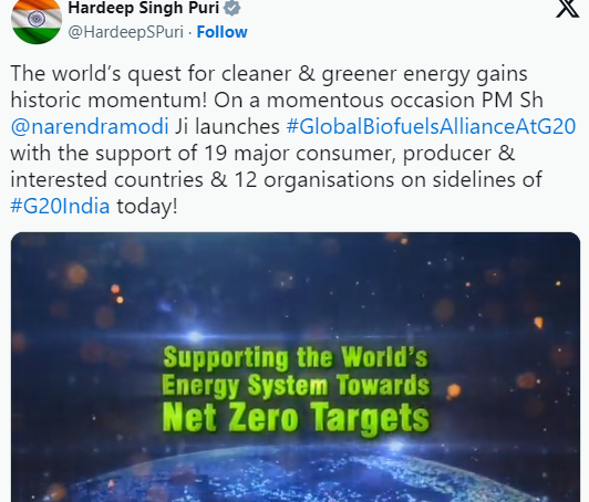 India will show the world a new path on biofuel through Global Biofuels Alliance: Petroleum Minister Shri Hardeep Singh Puri decoding=