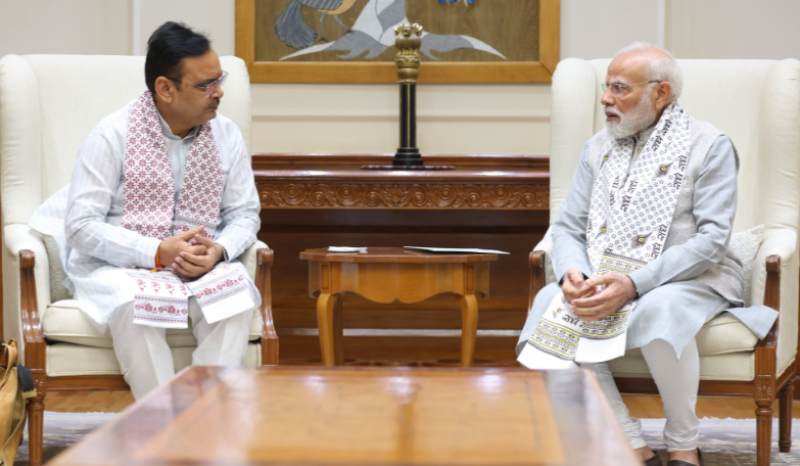 cm-bhajanlal-sharma-meets-pm-modi-in-delhi-to-discuss-rajasthans-development-priorities