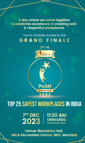 KelpHR Celebrates a Decade of Championing Safer and Inclusive Workplaces with the 4th Edition of KelpHR PoSH Awards® 2023 decoding=