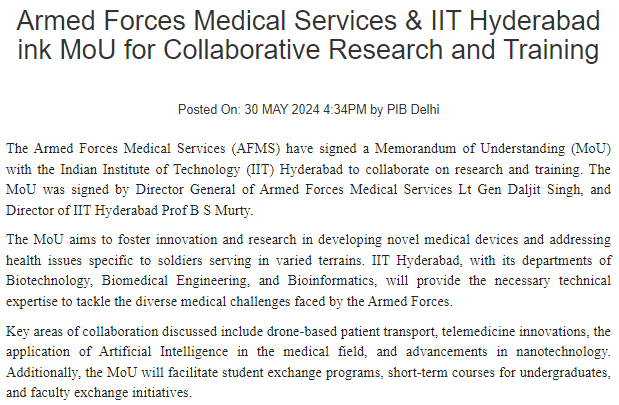 armed-forces-medical-services-iit-hyderabad-ink-mou-for-collaborative-research-and-training