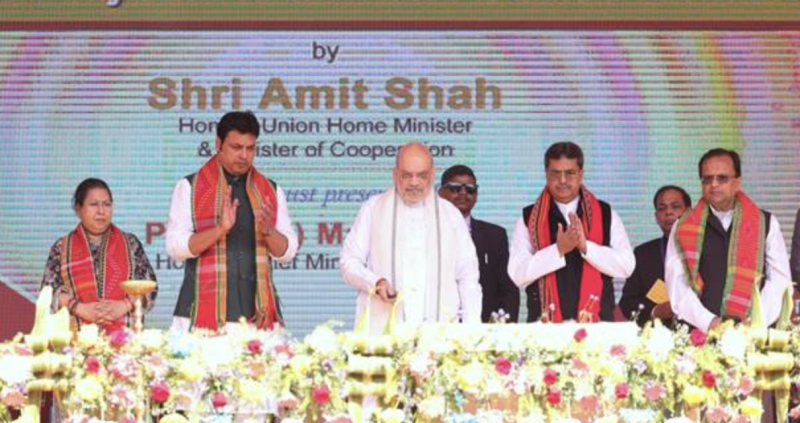 Amit Shah, inaugurates and lays the foundation stone for various development projects worth over ₹668 crore in Dhalai, Tripura