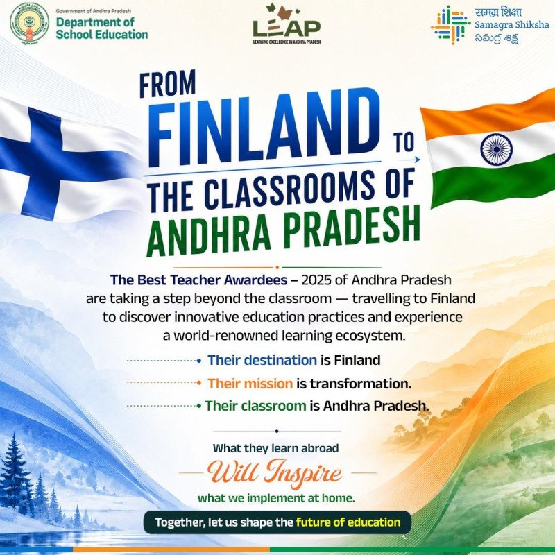 29 Andhra Pradesh government school teachers to visit Finland for international education exposure programme decoding=