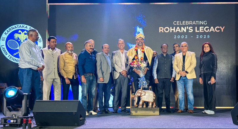 KSLTA celebrates the legacy of Rohan Bopanna at a felicitation event in Bengaluru decoding=