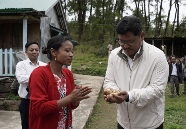 Chief Minister of Meghalaya Conrad K Sangma inspects progress of infrastructural & agricultural projects  in East Khasi Hills decoding=