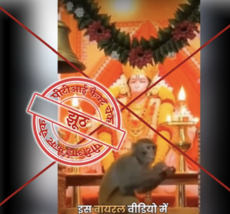 PTI Fact Check: Viral Video Showing a Monkey ‘Devoted’ During Hanuman Aarti Is AI-Generated