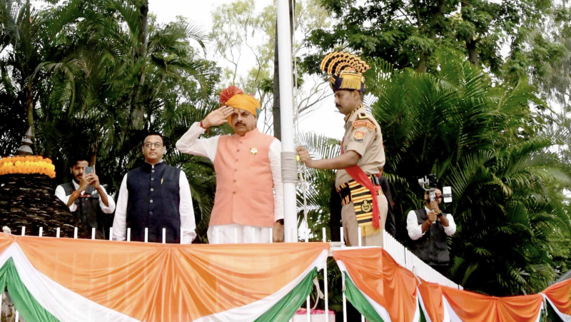 Chief Minister Dr. Yadav Hoists National Flag at CM Residence on Independence Day