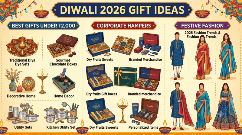Diwali 2026 Gift Ideas: Best Gifts Under ₹2,000, Corporate Hampers and Festive Fashion decoding=
