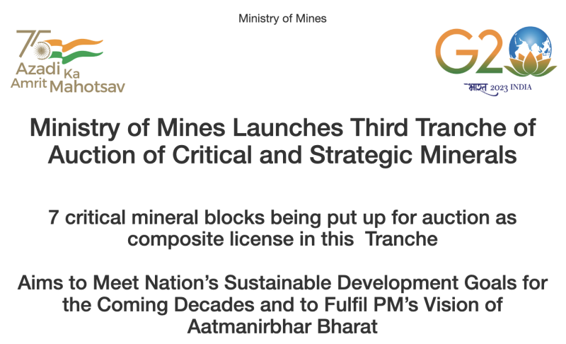 ministry-of-mines-initiates-third-tranche-auction-for-critical-minerals-aiming-for-sustainable-development-and-aatmanirbhar-bharat-vision