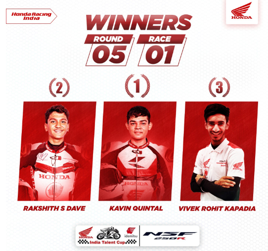 Honda Racing India Team shines in the final round of NSF250R Race 1 in Chennai decoding=