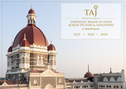 TAJ RANKED AS INDIA’S STRONGEST BRAND FOR THIRD TIME decoding=