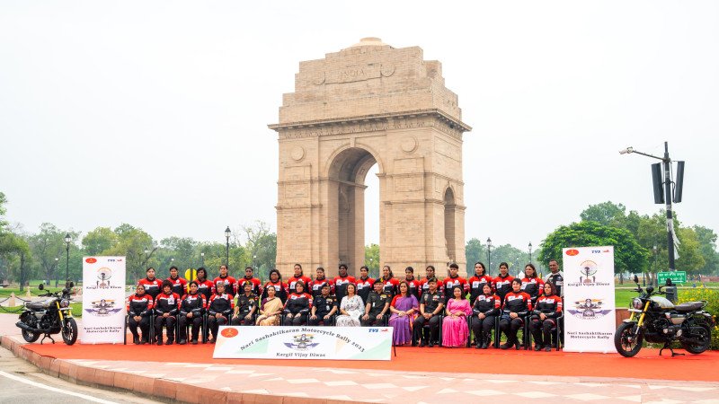 TVS Motor Company partners with Indian Army for the all-women motorcycle rally to commemorate the 24th Kargil Vijay Diwas decoding=