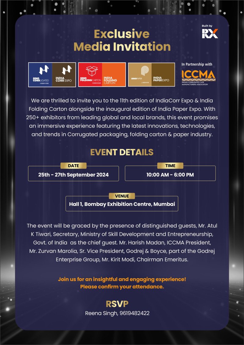 IndiaCorr Expo and India Folding Carton Expo Set to Host ICCMA Congress 2024, Unveiling Innovations in Corrugated Packaging