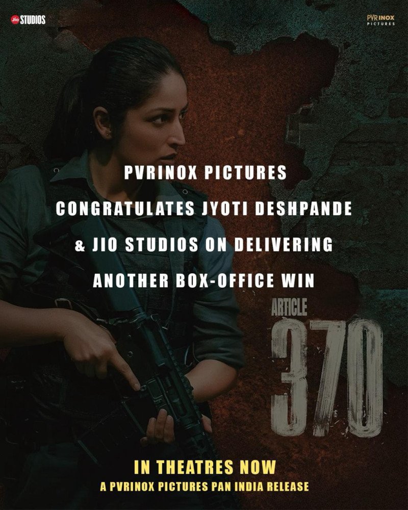 PVR INOX PICTURES CONGRATULATES JIO STUDIOS ON BIG BOX-OFFICE WIN FOR 