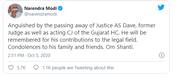 Justice AS Dave passed away decoding=