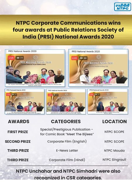 ntpc-bags-four-awards-at-public-relations-society-of-india-prsi-national-awards-2020