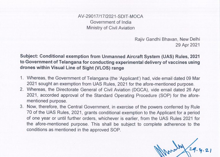 ICMR given permission for study of Vaccine delivery using drones decoding=