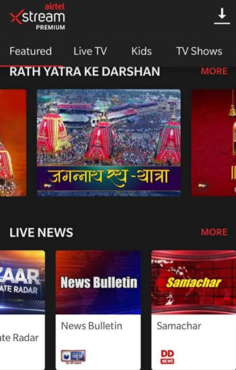 Airtel XStream app to LIVE stream Rath Yatra 2020 decoding=