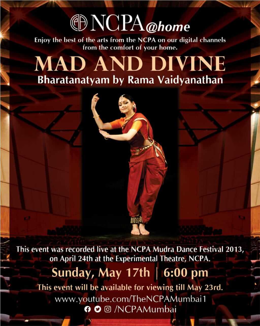 NCPA@home presents ’Mad and Divine; a Bharatanatyam presentation by Rama Vaidyanathan decoding=