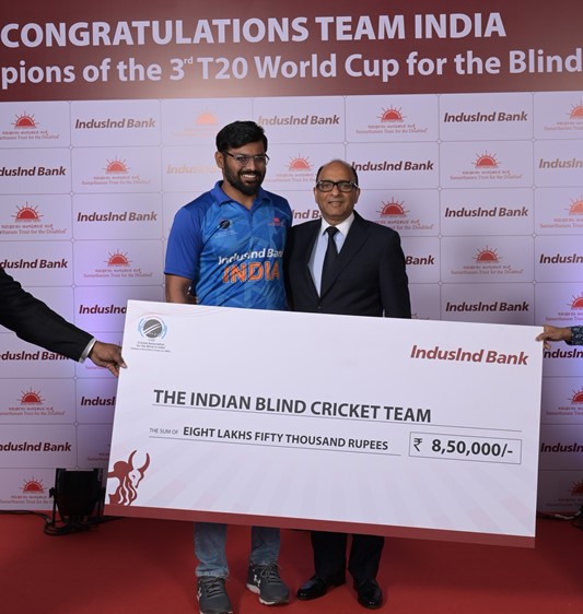 IndusInd Bank felicitates Indian Blind Cricket Team for historic three-peat win at 3rd T20 World Cup for the Blind decoding=