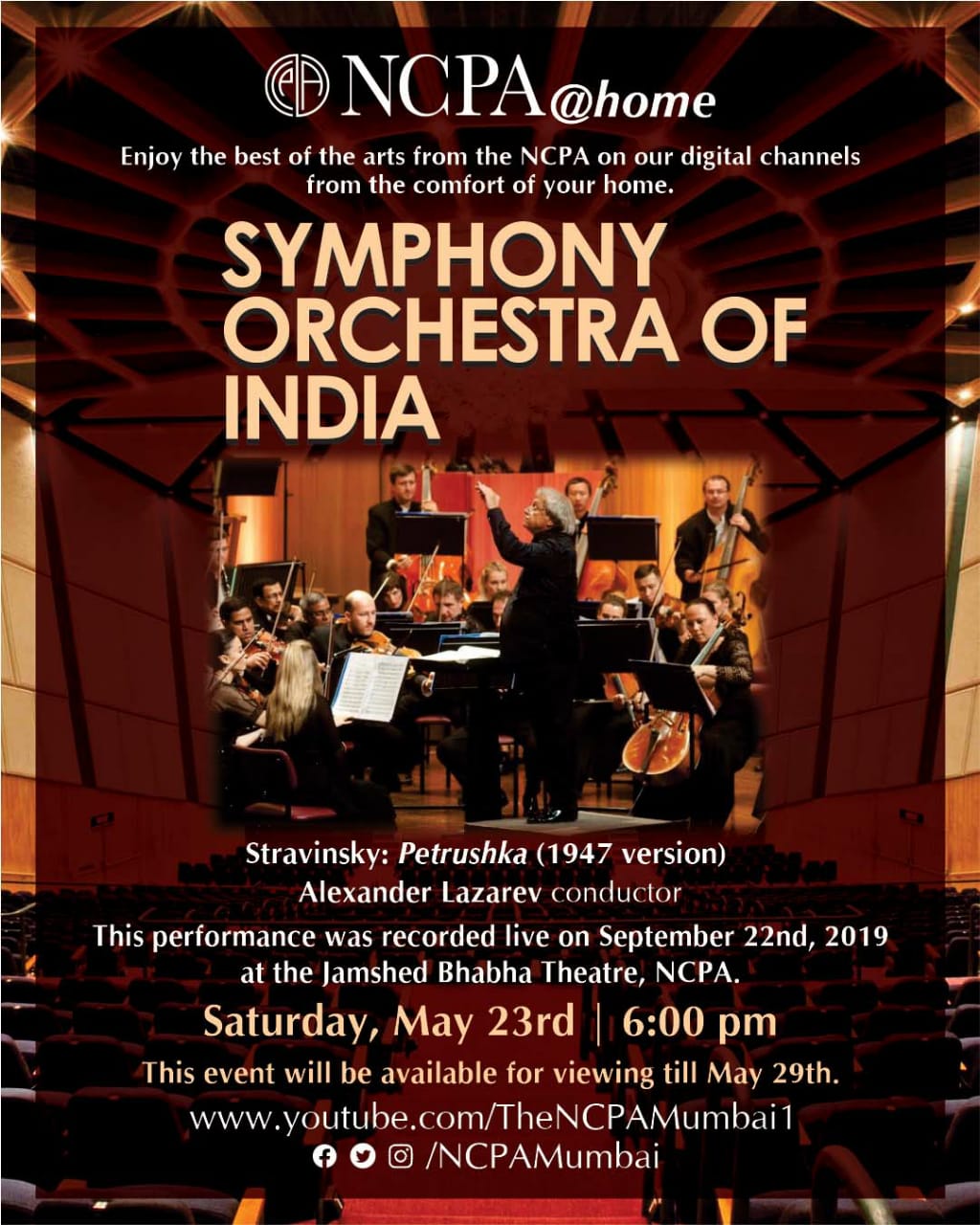 NCPA@home presents a spellbinding performance by the Symphony Orchestra of India with Russia’s foremost conductor Alexander Lazarev decoding=