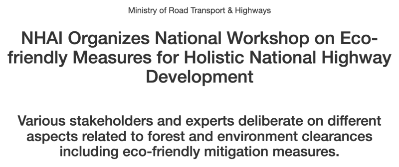 NHAI Organizes National Workshop on Eco-friendly Measures for Holistic National Highway Development