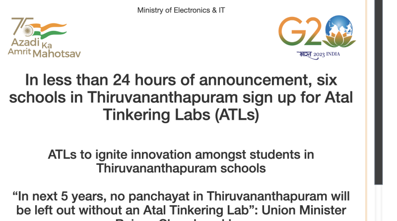 Thiruvananthapuram Schools Rapidly Embrace Atal Tinkering Labs, Six Institutions Sign Up Within 24 Hours