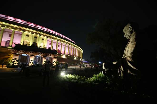 PM Modi inaugurates dynamic lighting at Parliament House Complex decoding=