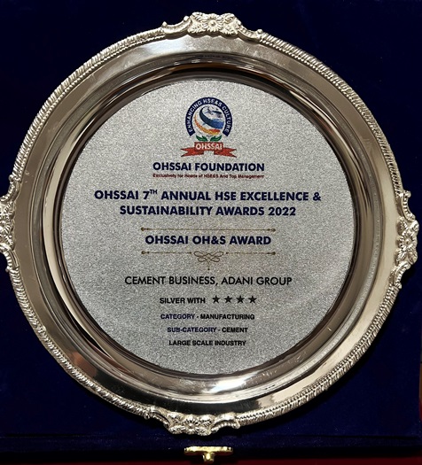 Adani Cement wins Multiple Awards for Safety at OHSSAI Awards 2022 decoding=