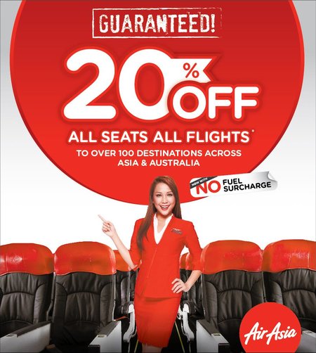 AirAsia offers 20% off on all seats all flights decoding=