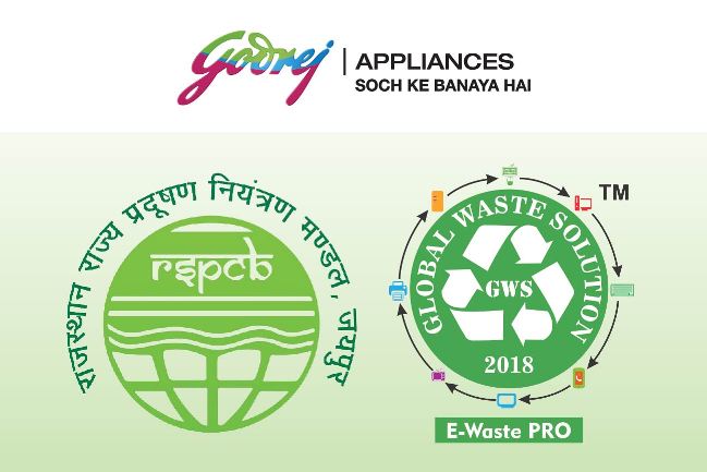 Godrej Appliances collaborates with Rajasthan State Pollution Control Boardand Global Waste Solution to build e-waste awareness with an e-waste collection drive. decoding=