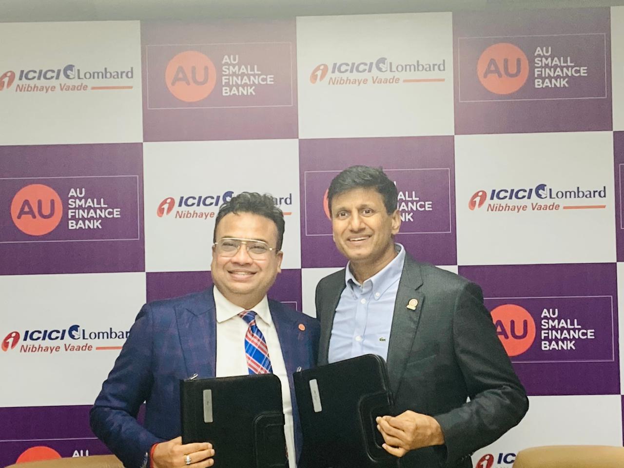 ICICI Lombard and AU Small Finance Bank announce Bancassurance tie-up decoding=