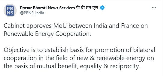 cabinet-approves-memorandum-of-understanding-between-india-and-france-on-renewable-energy-cooperation