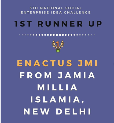 Enactus JMI bags first runner up position in the fifth National Social Enterprise Idea Challenge decoding=