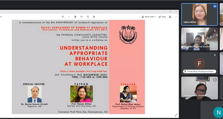 JMI organizes sensitization workshop on ‘Understanding Appropriate behavior at workplace’ to prevent harassment at workplace decoding=