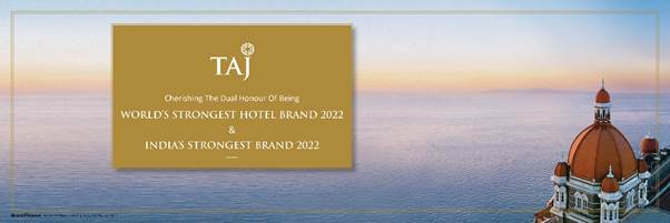 TAJ IS WORLD’S STRONGEST HOTEL BRAND FOR SECOND CONSECUTIVE YEAR decoding=