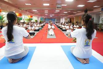 Bank of India organized Mass Yoga Demonstration (MYD) on the occasion of 8th International Day of Yoga (IDY) decoding=