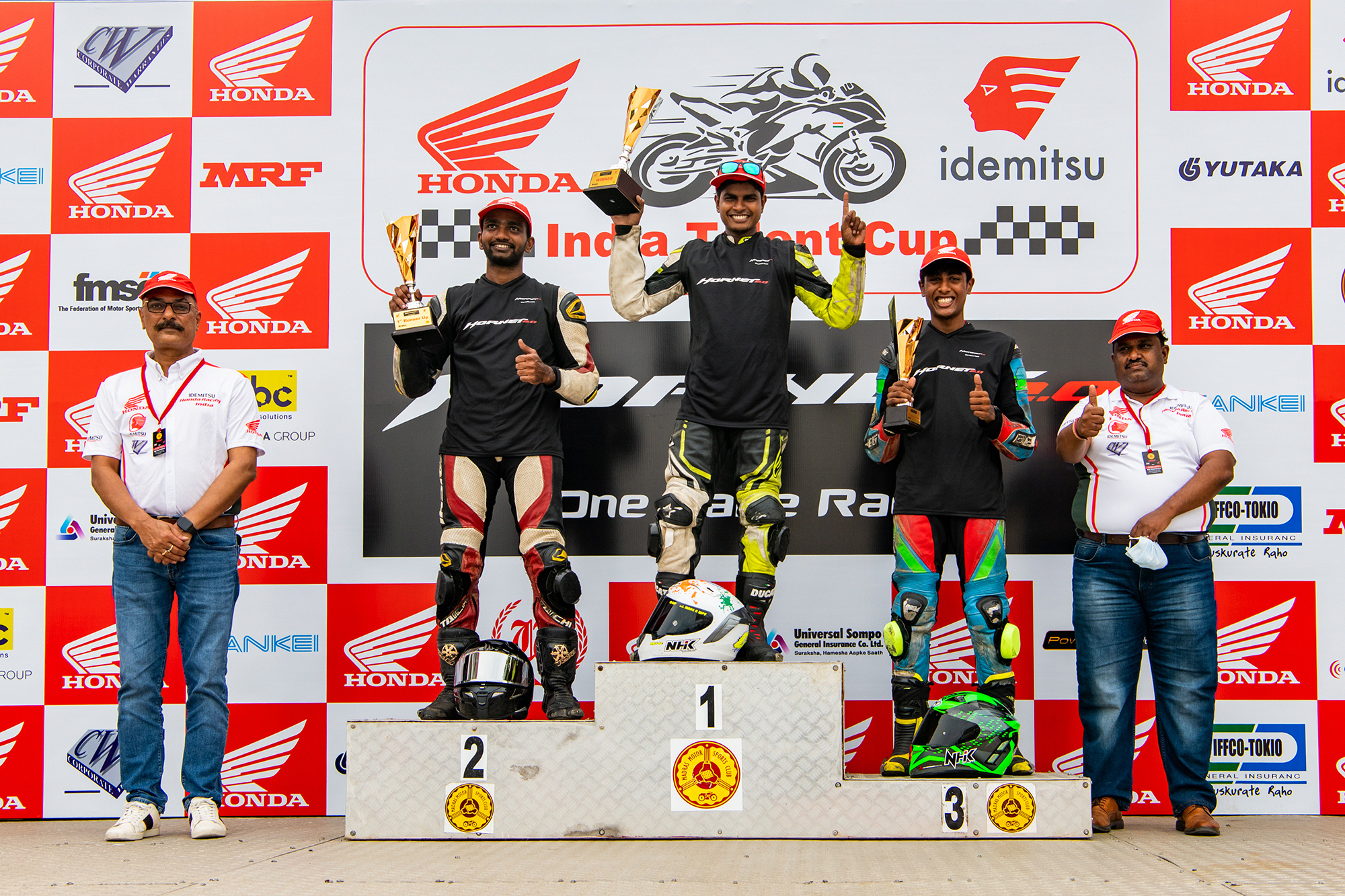Double podium finishes for IDEMITSU Honda SK 69 racing teamin Round 2 ofIndian National Motorcycle Racing Championship 2021 PS165cc decoding=