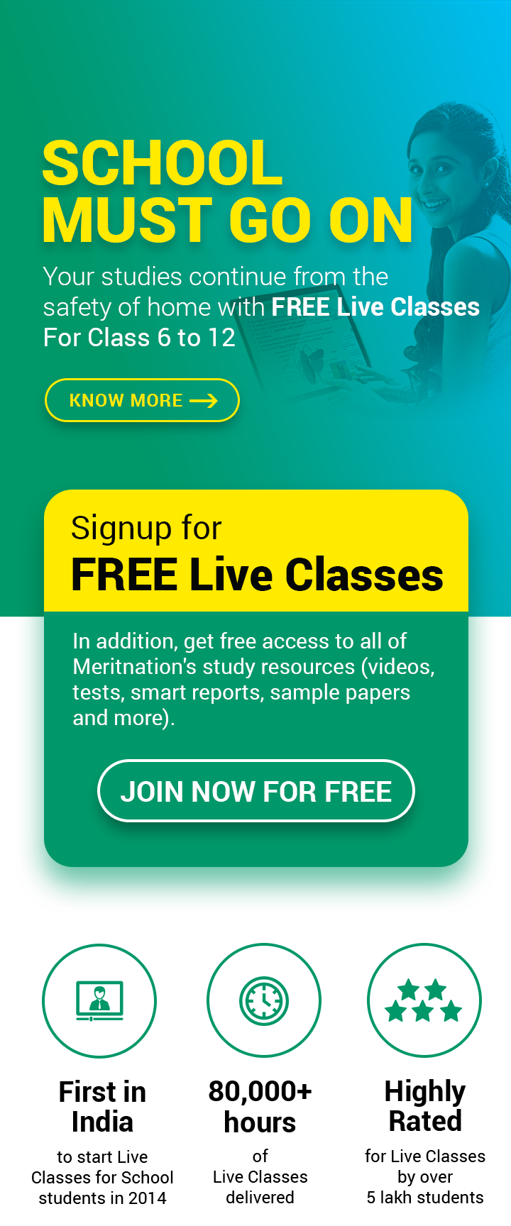 To assist Students amidst COVID-19 Shutdown, Meritnation Offers Online Live Classes for Grades 6-12, for Free decoding=