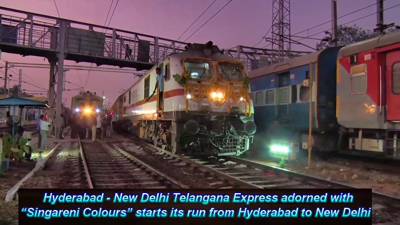Hyderabad – New Delhi Telangana Express adorned with “Singareni Colours” decoding=