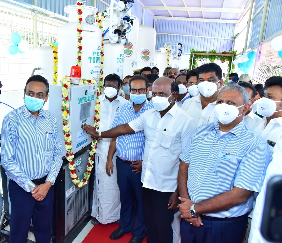 minister-for-health-and-family-welfare-inaugurates-oxygen-generator-plants-set-up-by-ashok-leyland
