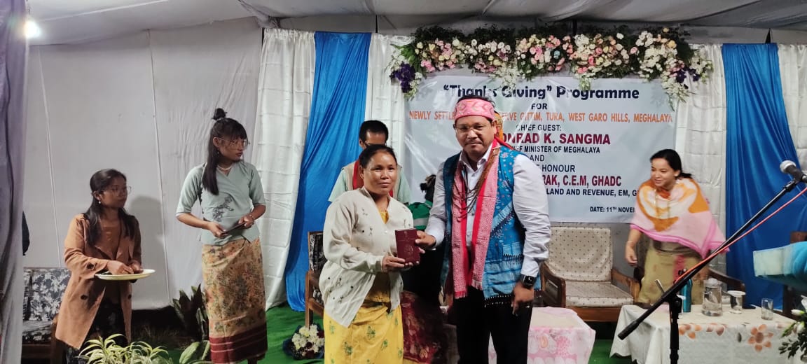 CM Shri Conrad Sangma awards Land Patta to more than 100 tribal households in Reserve Gittim in Western Garo Hills decoding=