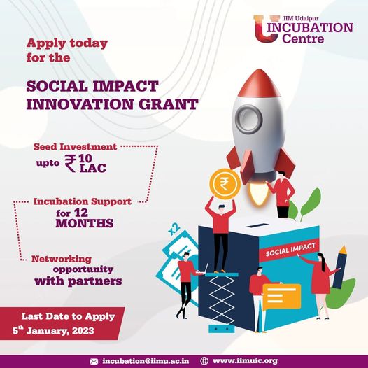 IIM Udaipur Incubation Centre Invites Applications for Social Impact Innovation Grant Program decoding=