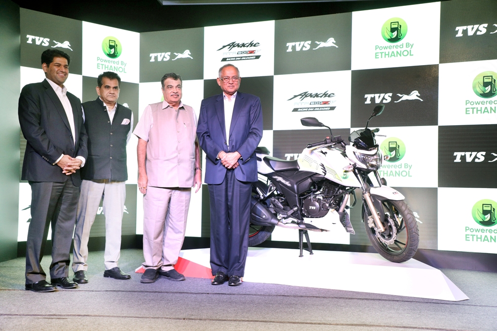 TVS Motor Company launches India’s first Ethanol based motorcycle – TVS Apache RTR 200 Fi E100 decoding=