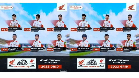 Honda Racing India riders return to racetrack with full strength for Round 3 of 2022 Indian National Motorcycle Racing Championship decoding=