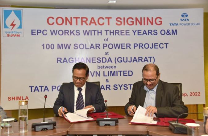 tata-power-solar-systems-limited-receives-letter-of-award-of-inr-612-crore-to-set-up-100mw-ground-mounted-project-for-sjvn-in-gujarat