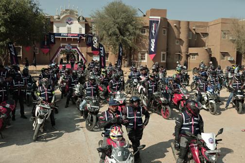 TVS Apache celebratesOne Lakh Apache Owners Group (AOG) members with TVS AOG North Chapter Ride decoding=