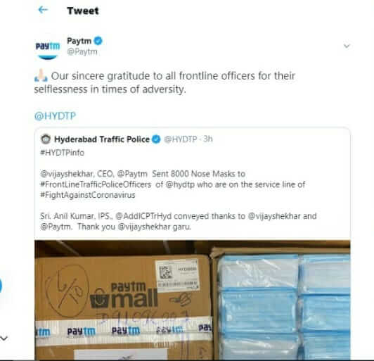 hyderabad-traffic-police-thanks-paytm-for-contributing-8000-nose-masks