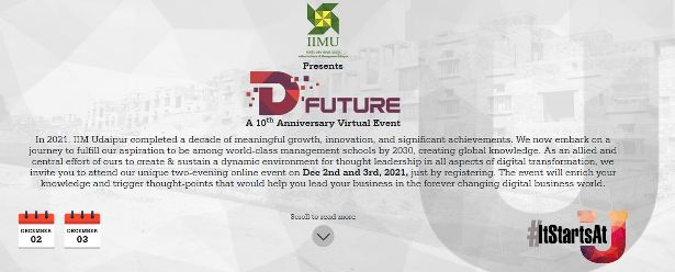 As part of its 10th Anniversary, IIM Udaipur to host D’Future focused on the future of the Digital business World decoding=